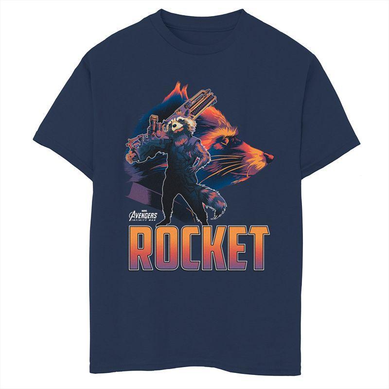 Mens Marvel Avengers Infinity War Rocket Raccoon Silhouette Graphic Tee Blue Product Image