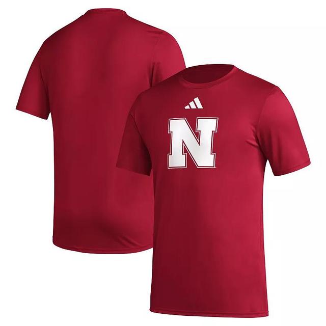 Mens adidas Scarlet Nebraska Huskers Primary Locker Logo Pre-Game AEROREADY T-Shirt Product Image