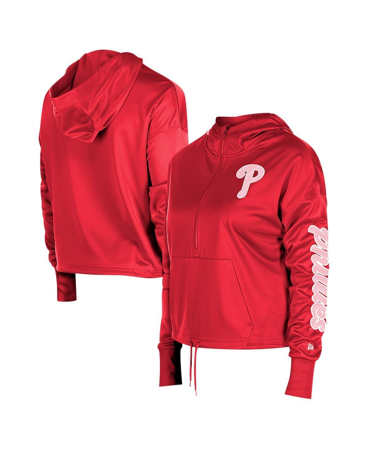 New Era Womens Red Philadelphia Phillies Half-Zip Hoodie Product Image