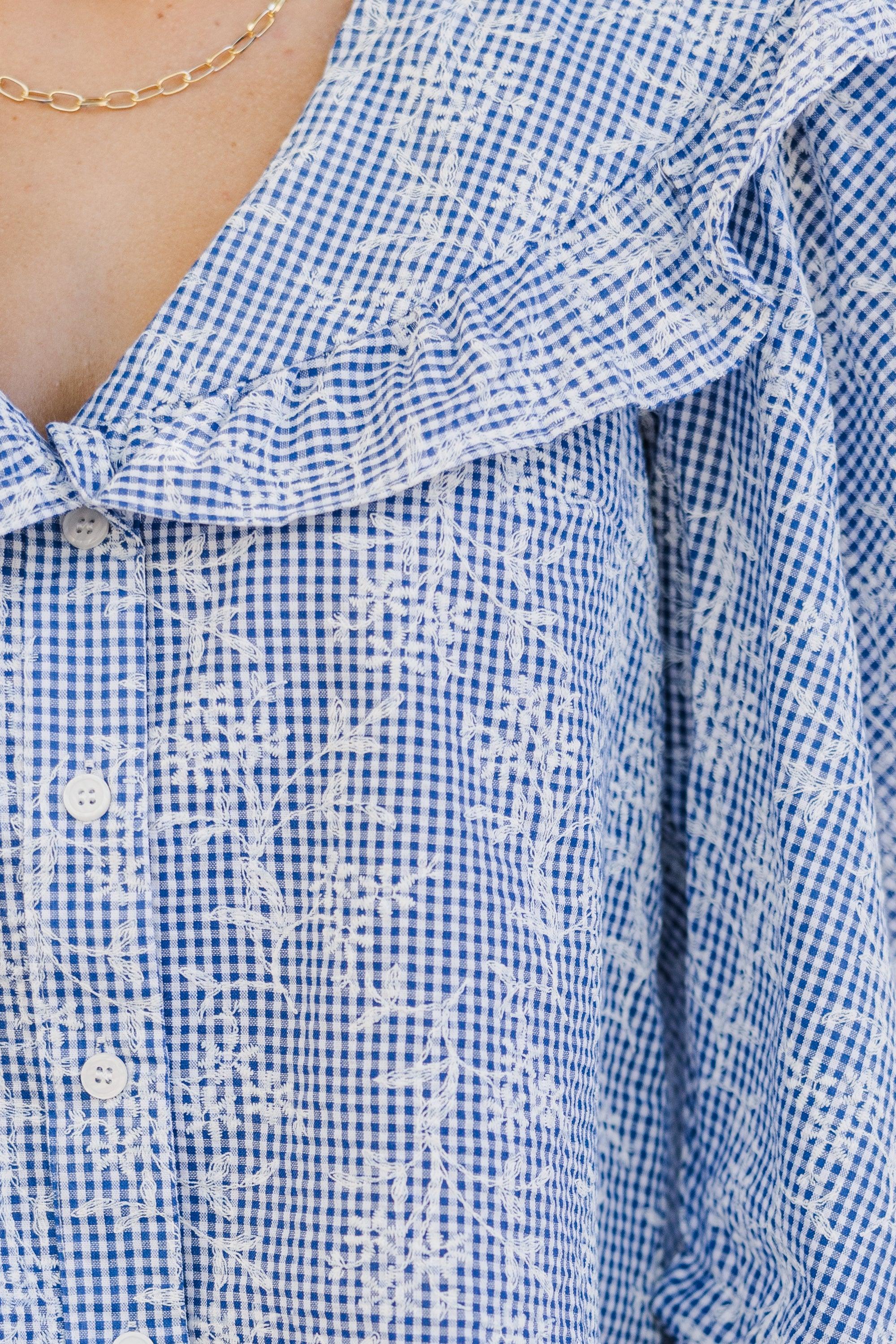 Play The Game Blue Gingham Blouse Female Product Image