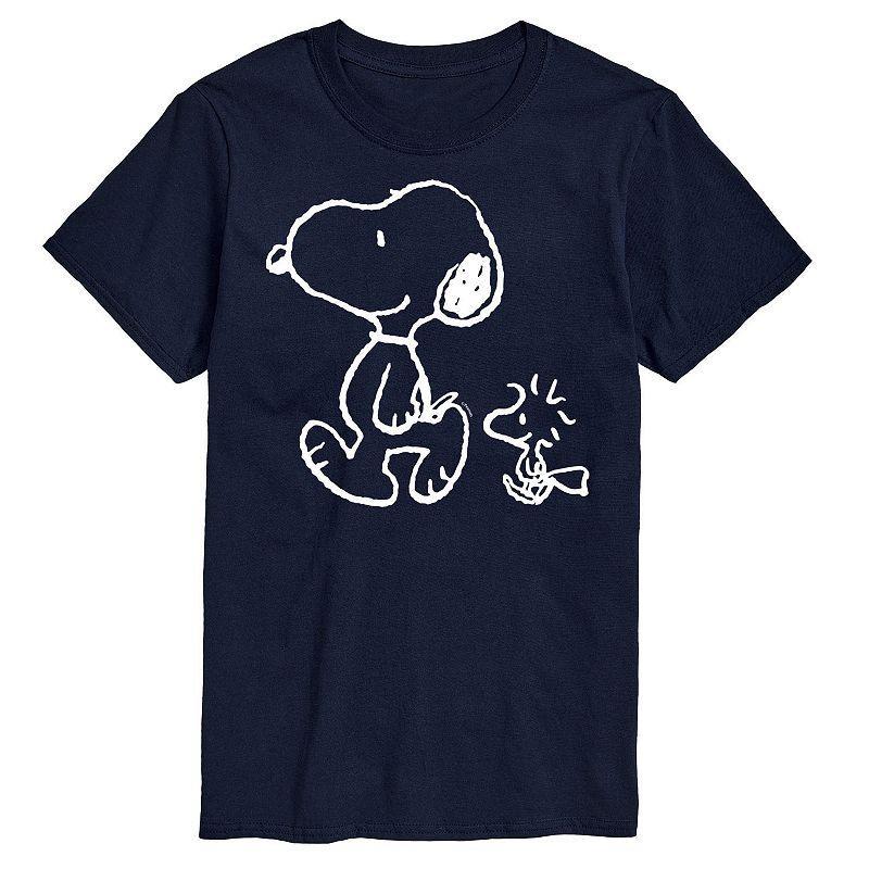 Big & Tall Peanuts Snoopy Woodstock Walk Graphic Tee, Mens Blue Product Image