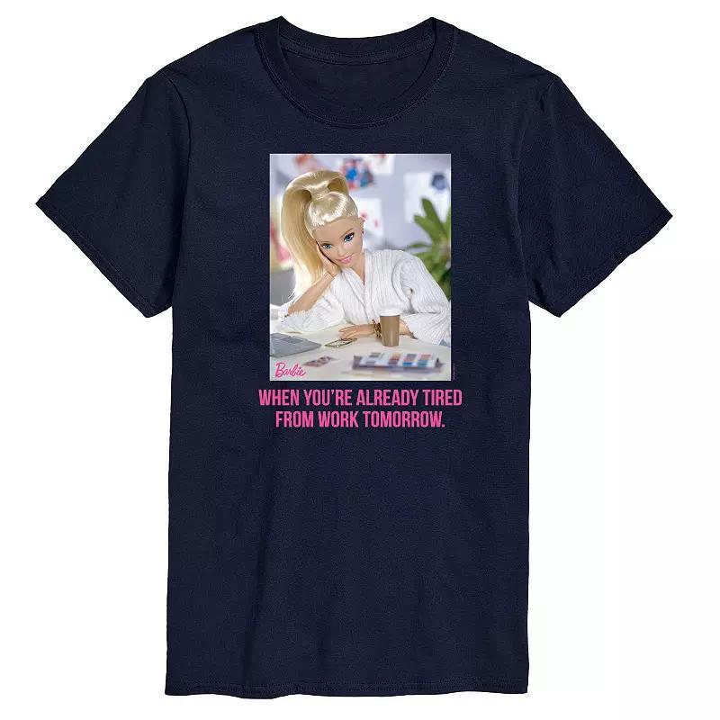 Big & Tall Barbie Already Tired Work Graphic Tee, Mens Product Image