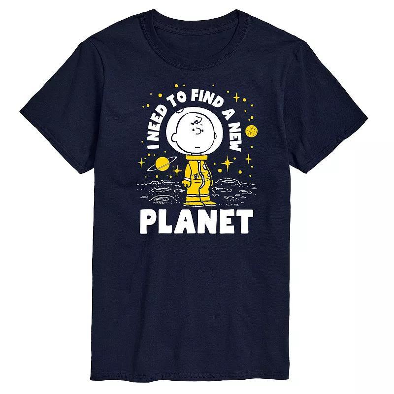 Big & Tall Peanuts Charlie Brown Another Planet Graphic Tee, Mens Blue Product Image