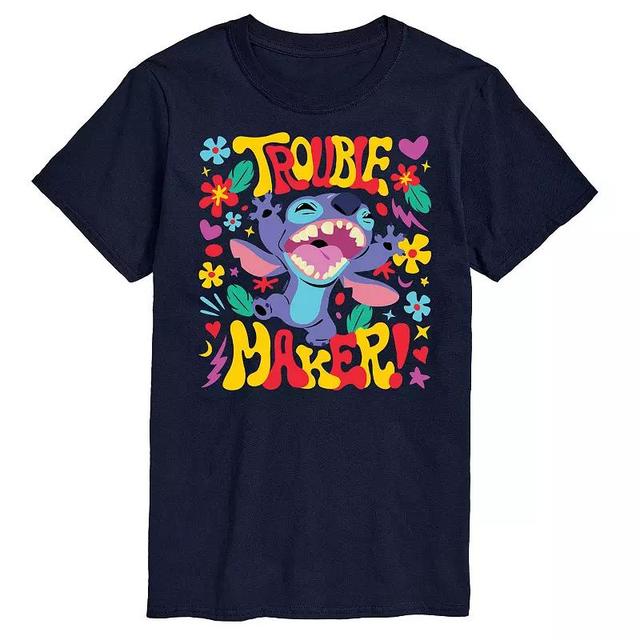 Disneys Lilo & Stitch Big & Tall Trouble Maker Graphic Tee, Mens Blue Product Image