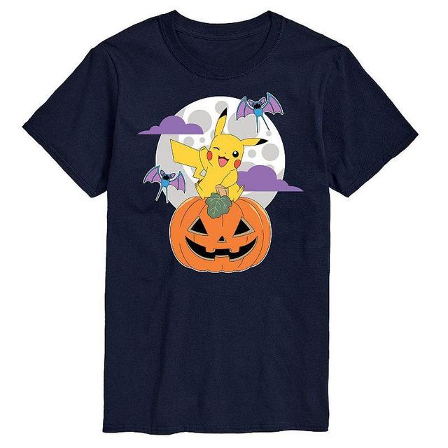 Mens Pokemon Pikachu Pumpkin With Moon Graphic Tee Blue Product Image