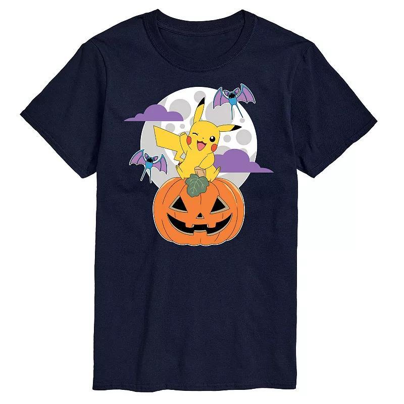 Big & Tall Pokemon Pikachu Pumpkin With Moon Graphic Tee, Mens Blue Product Image