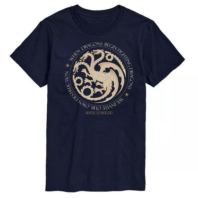 Mens House Of Dragon Dragons Begin Fighting Graphic Tee Blue Product Image