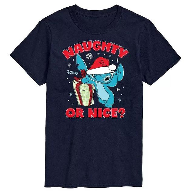 Disneys Lilo & Stitch Naughty Or Nice Tee, Mens Blue Product Image