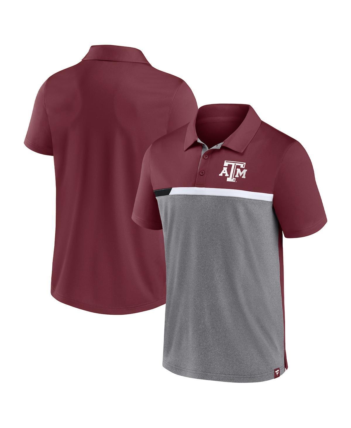 Mens Fanatics Branded Maroon/Heathered Gray Texas A&M Aggies Split Block Color Block Polo Product Image