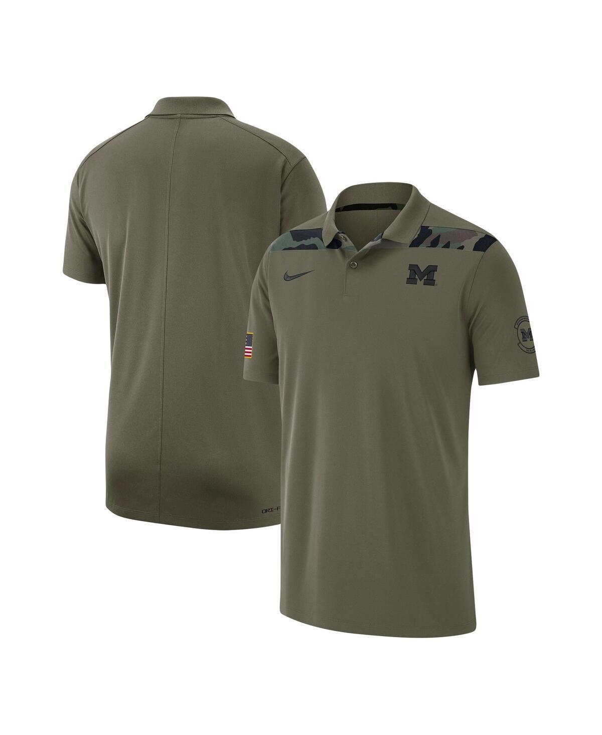 Mens Jordan Olive Michigan Wolverines 2023 Sideline Coaches Military-Inspired Pack Performance Polo Shirt Product Image