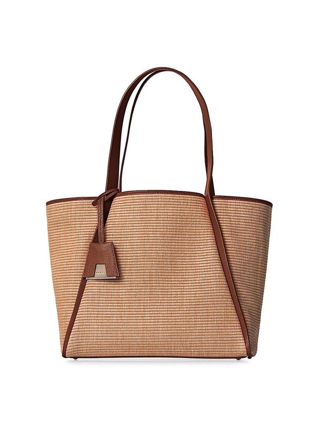 Womens Small Alex Leather-Trimmed Raffia Tote Product Image