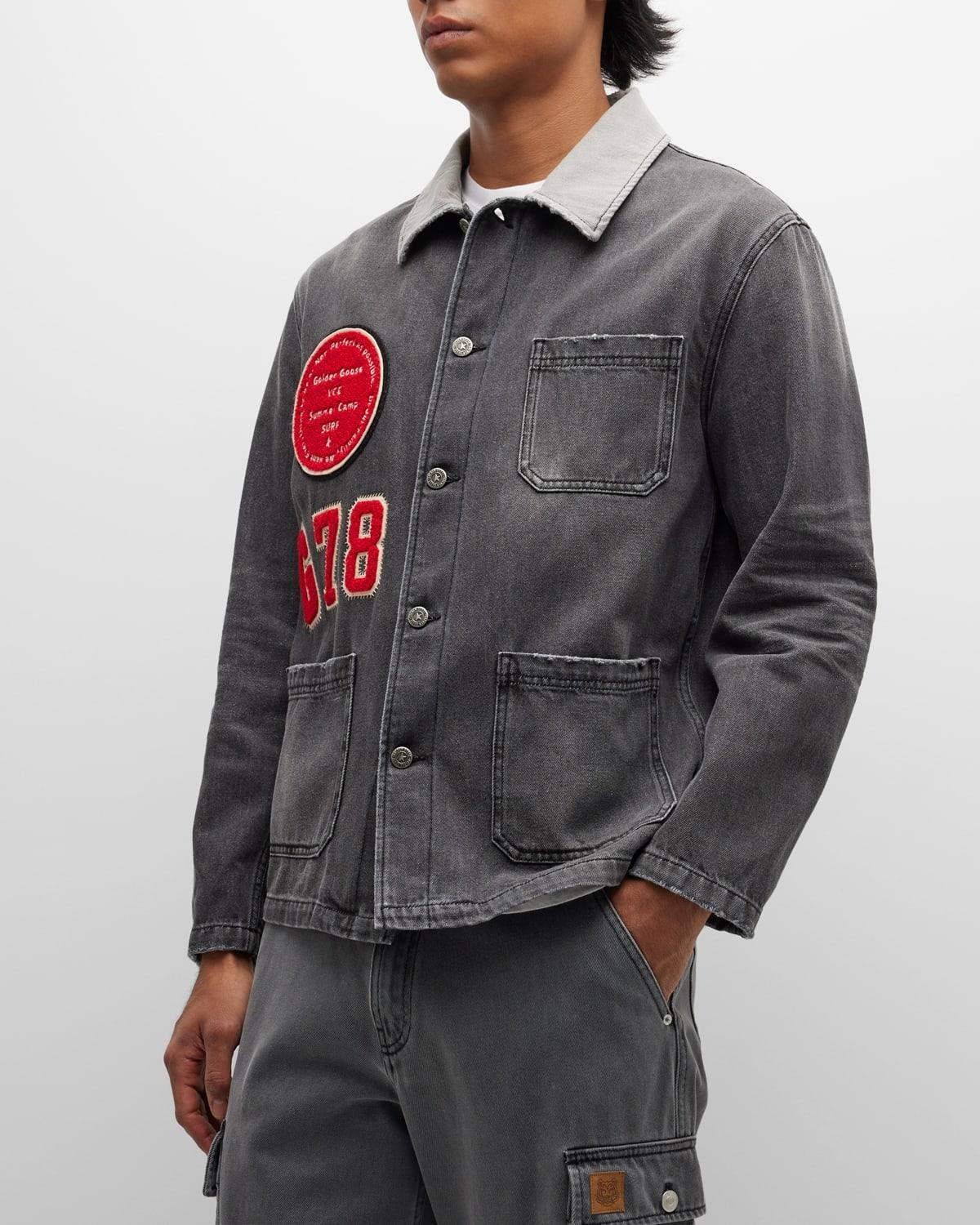 Golden Goose Men's Washed Denim Work Shirt - Size: 44R EU (34R US) - BLACK Product Image