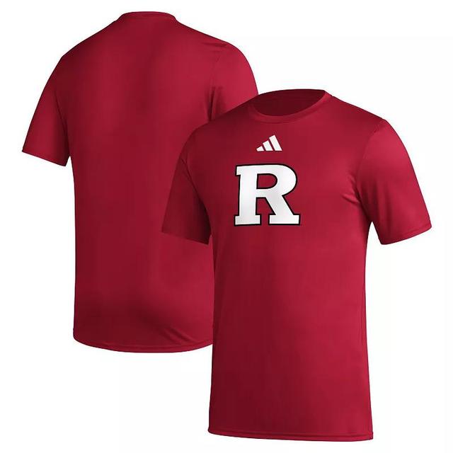 Mens adidas Scarlet Rutgers Scarlet Knights Primary Locker Logo Pre-Game AEROREADY T-Shirt Product Image