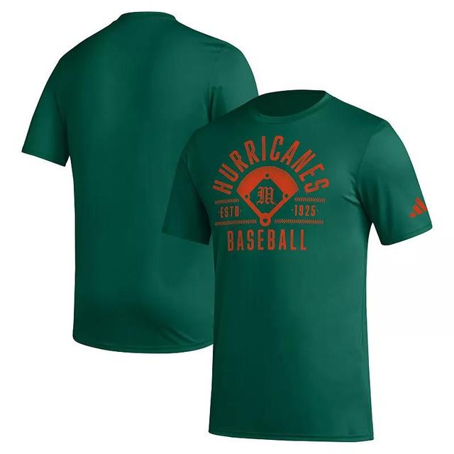 Mens adidas Miami Hurricanes Exit Velocity Baseball Pregame AEROREADY T-Shirt Product Image