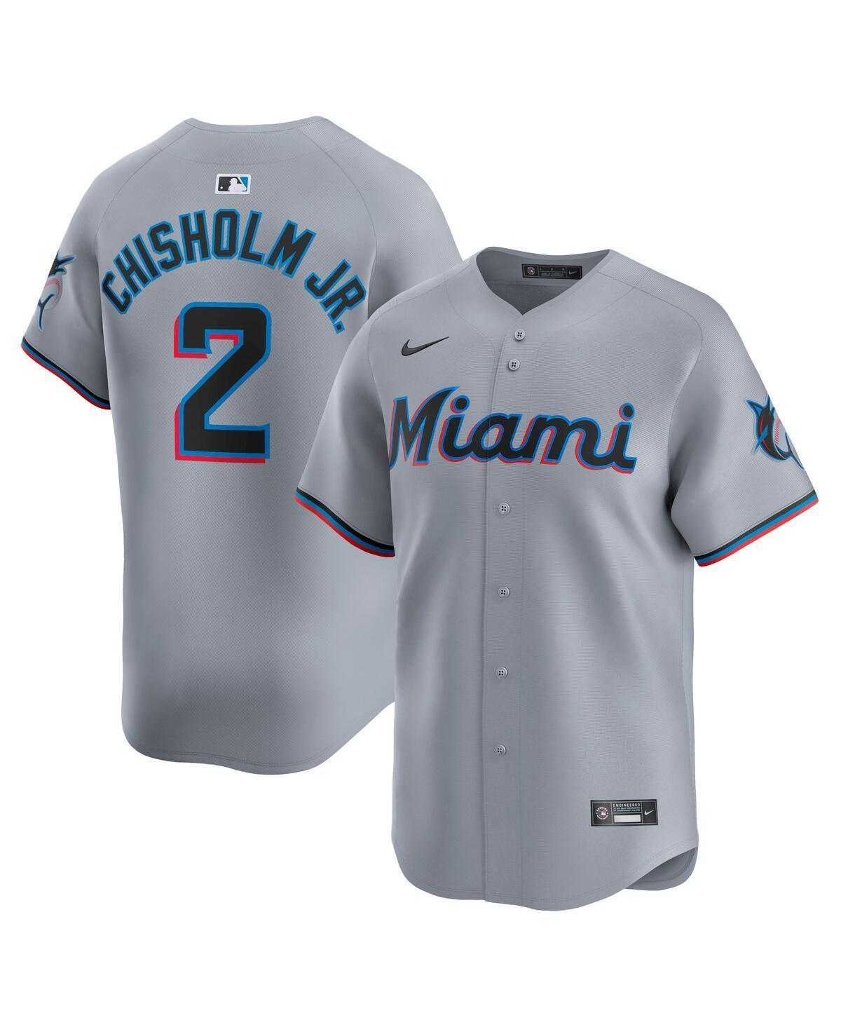 Mens Nike Gray Miami Marlins Road Limited Jersey Product Image