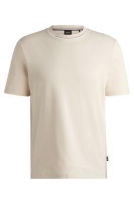 Interlock-cotton T-shirt With Color-block Collar In Cream Product Image