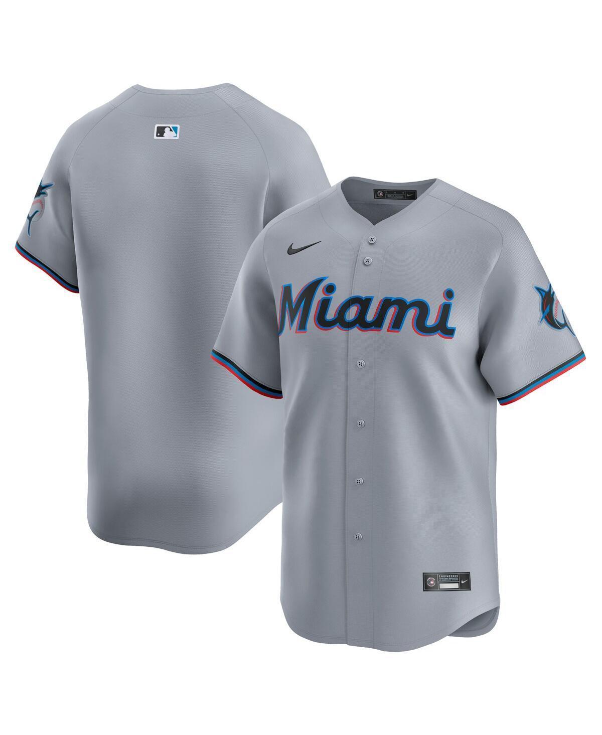 Mens Nike Gray Miami Marlins Road Limited Jersey Product Image