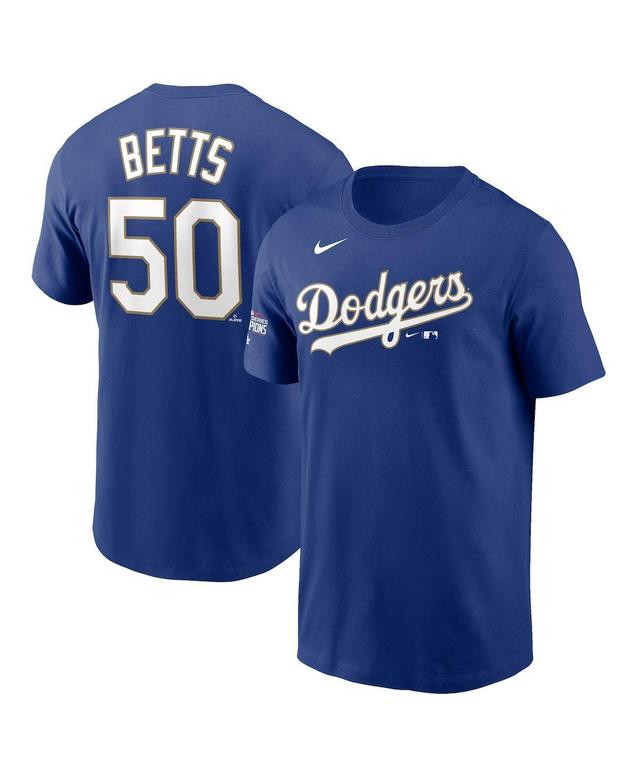 Nike Los Angeles Dodgers Mens Gold Name and Number Player T-Shirt Mookie Betts Product Image