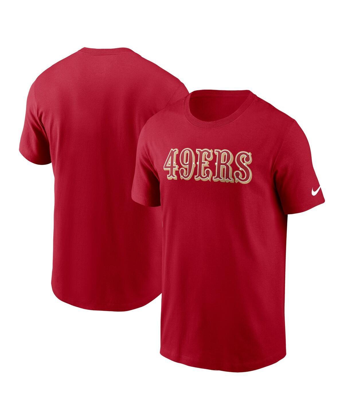 Nike Mens Scarlet San Francisco 49ers Primetime Wordmark Essential T-Shirt Product Image