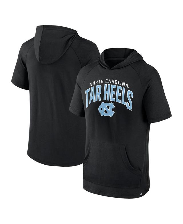 Mens Fanatics Black North Carolina Tar Heels Double Arch Raglan Short Sleeve Hoodie T-shirt Product Image