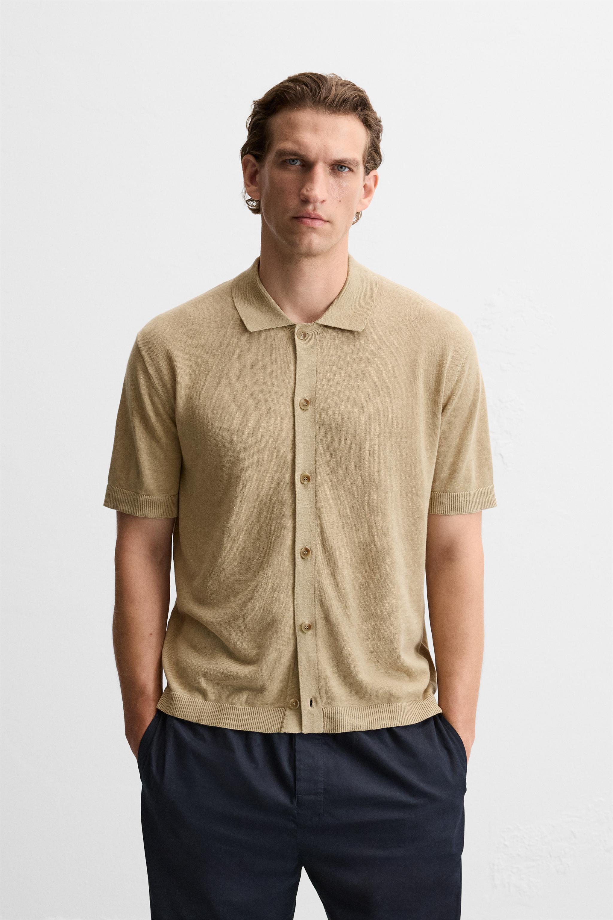 COTTON - LINEN BLEND KNIT SHIRT Product Image