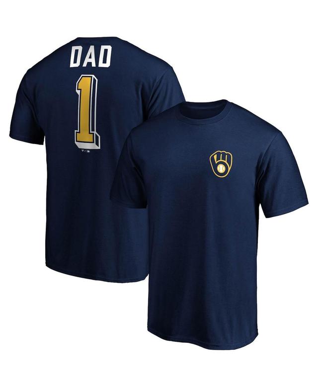 Mens Fanatics Navy Milwaukee Brewers Number One Dad Team T-shirt Product Image