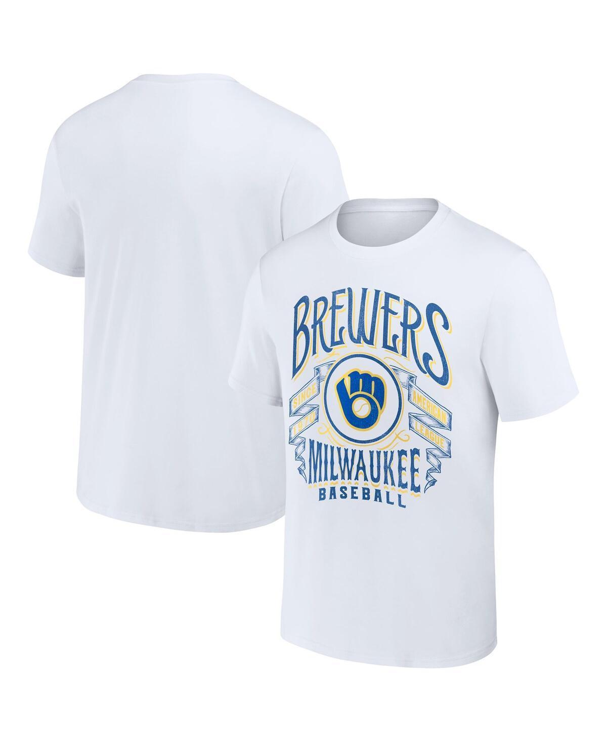 Mens Darius Rucker Collection by Fanatics White Milwaukee Brewers Distressed Rock T-shirt Product Image