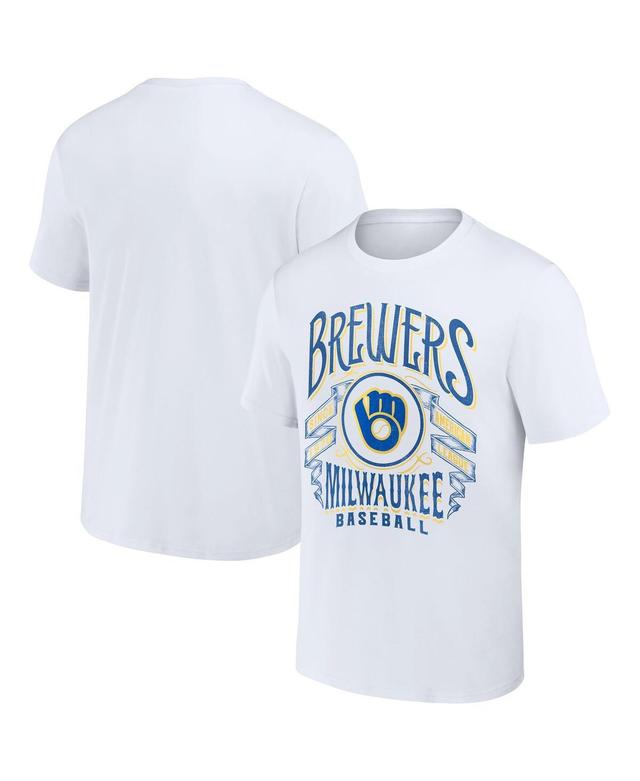 Mens Darius Rucker Collection by Fanatics White Milwaukee Brewers Distressed Rock T-shirt Product Image