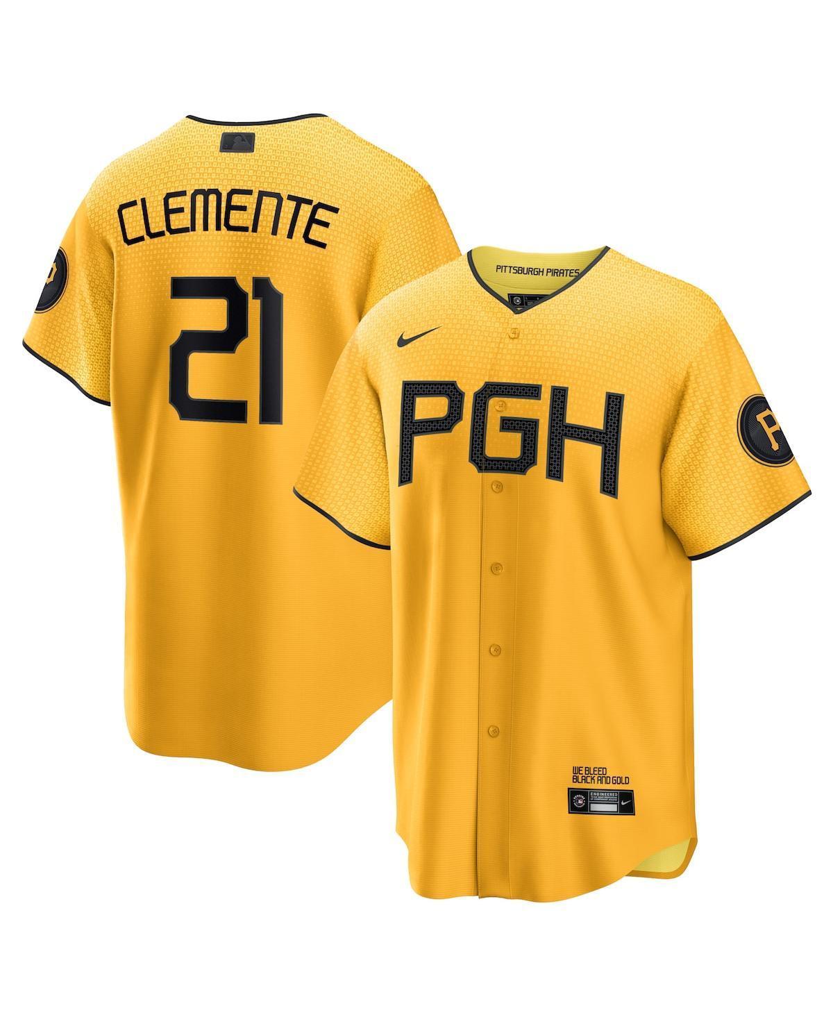 Mens Nike Roberto Clemente Gold Pittsburgh Pirates 2023 City Connect Replica Player Jersey - Gold Product Image