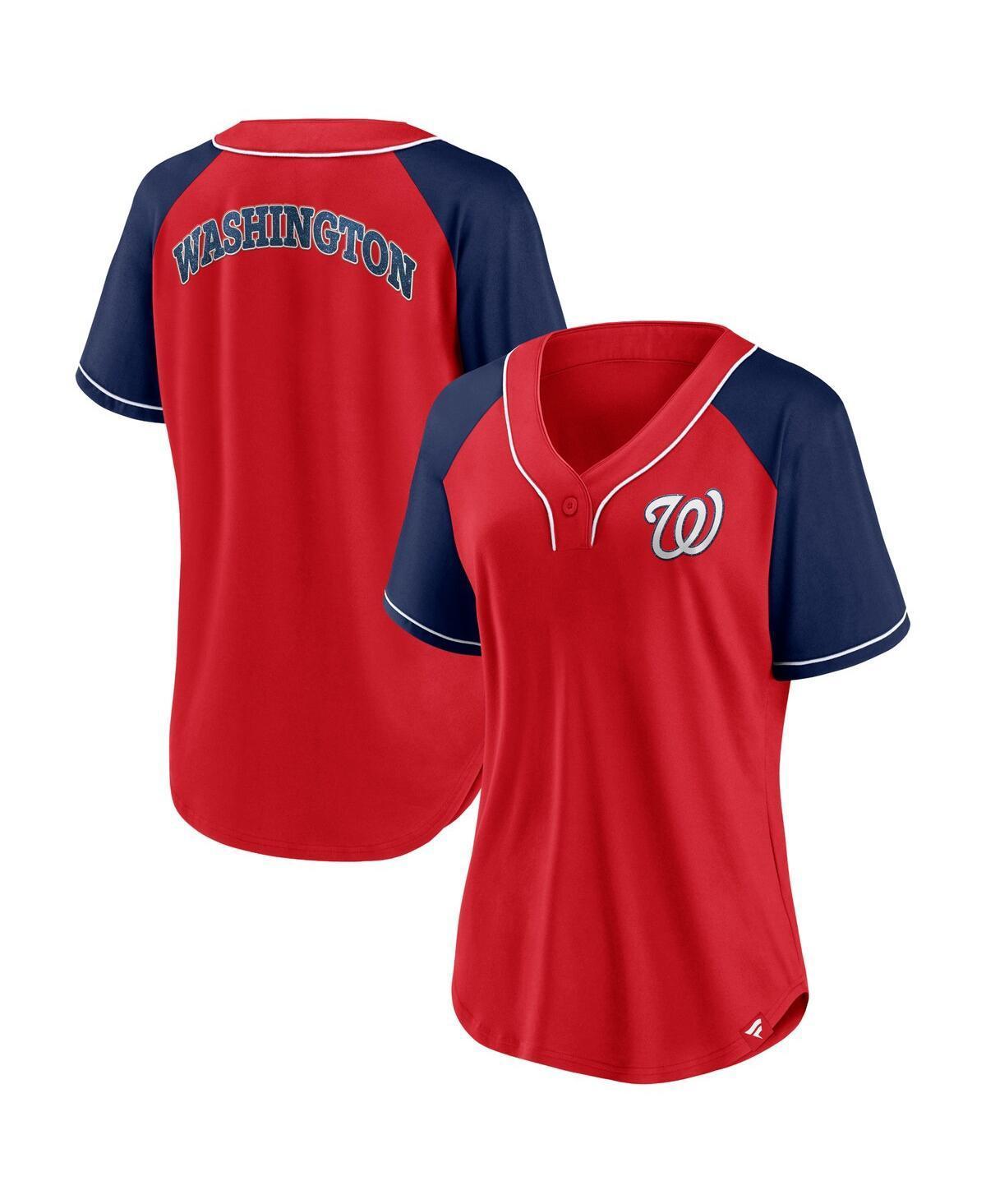 Womens Fanatics Red Washington Nationals Ultimate Style Raglan V-Neck T-shirt Product Image