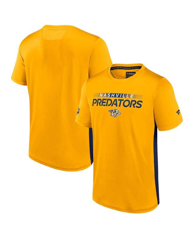 Mens Fanatics Branded Gold/Navy Nashville Predators Authentic Pro Rink Tech T-Shirt Product Image