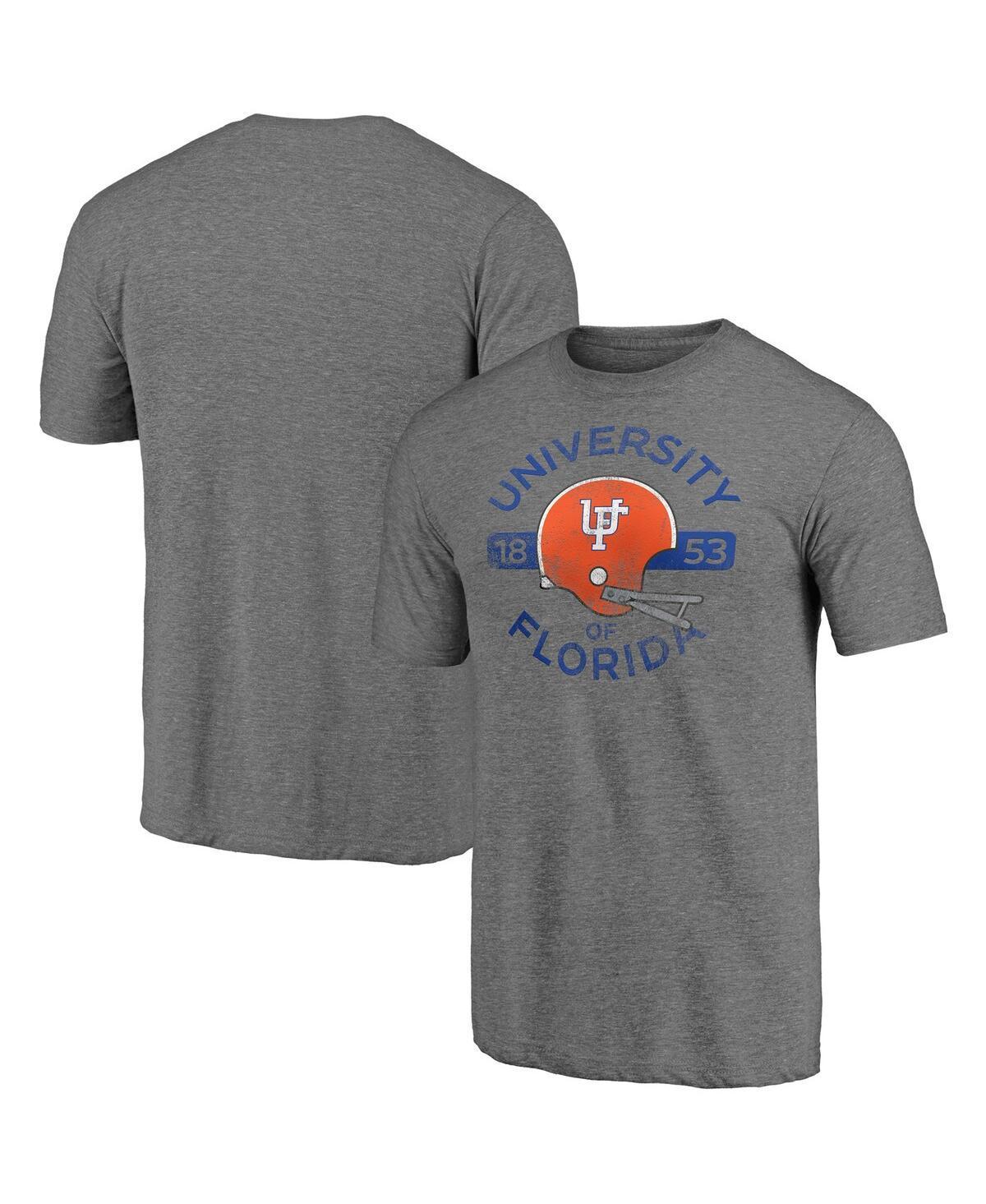 Mens Heathered Gray Florida Gators Throwback Helmet Tri-Blend T-shirt Product Image