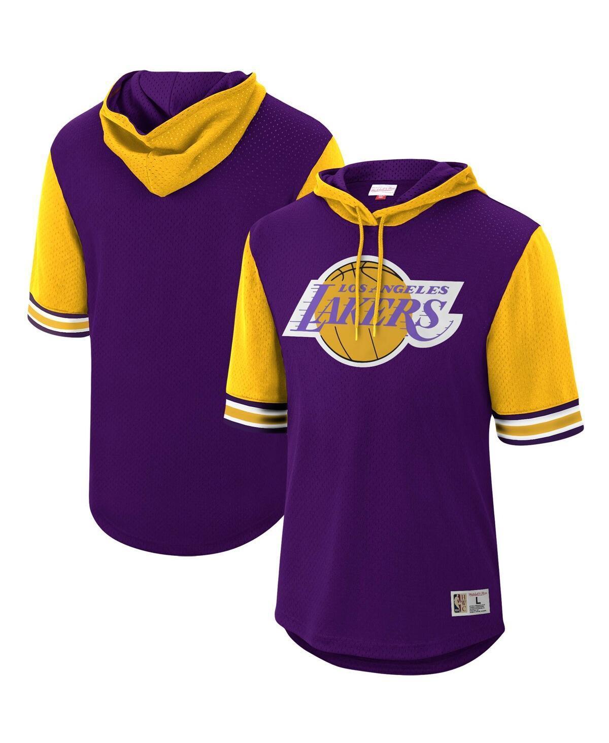 Mens Mitchell & Ness Los Angeles Lakers Hardwood Classics Buzzer Beater Mesh Pullover Hoodie Product Image