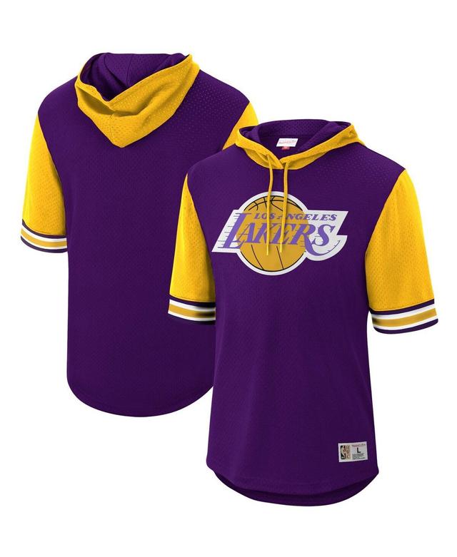 Mens Mitchell & Ness Purple Los Angeles Lakers Hardwood Classics Buzzer Beater Mesh Pullover Hoodie Product Image