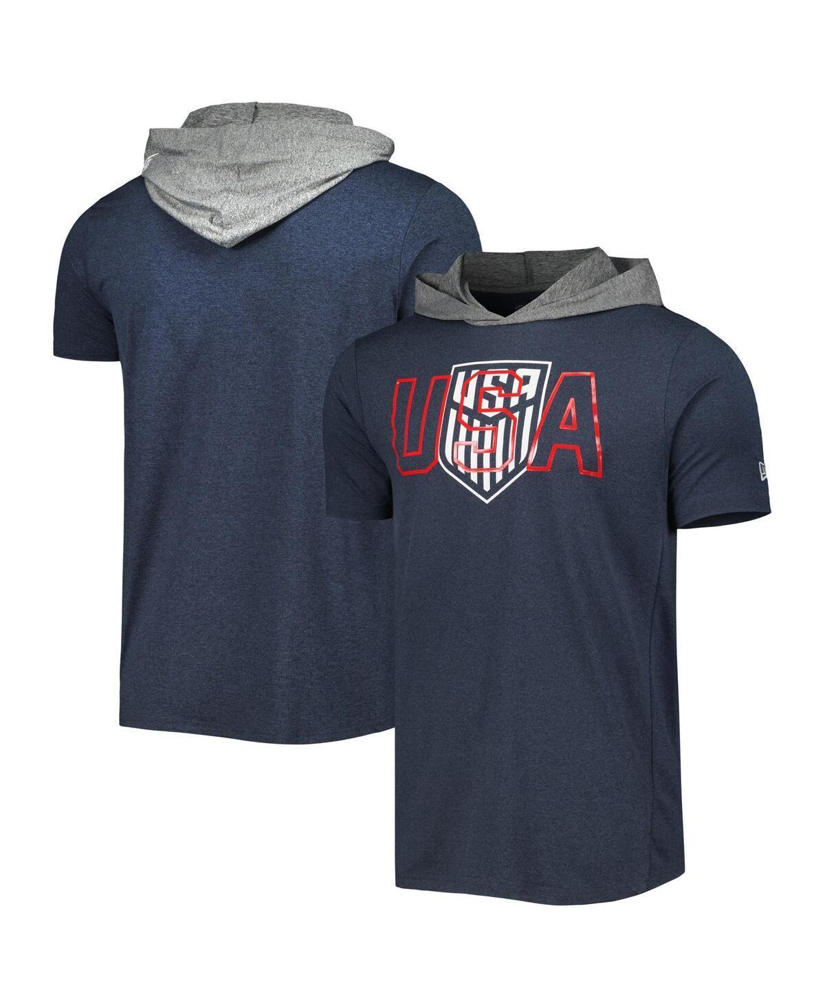 Mens New Era Navy Usmnt Active Short Sleeve Pullover Hoodie Product Image