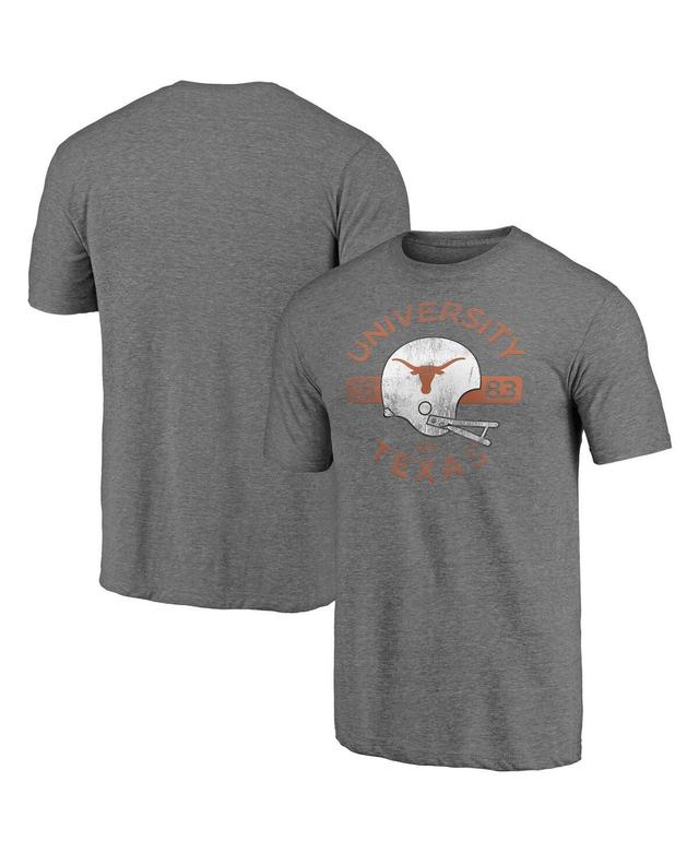 Mens Heathered Gray Texas Longhorns Throwback Helmet Tri-Blend T-shirt Product Image