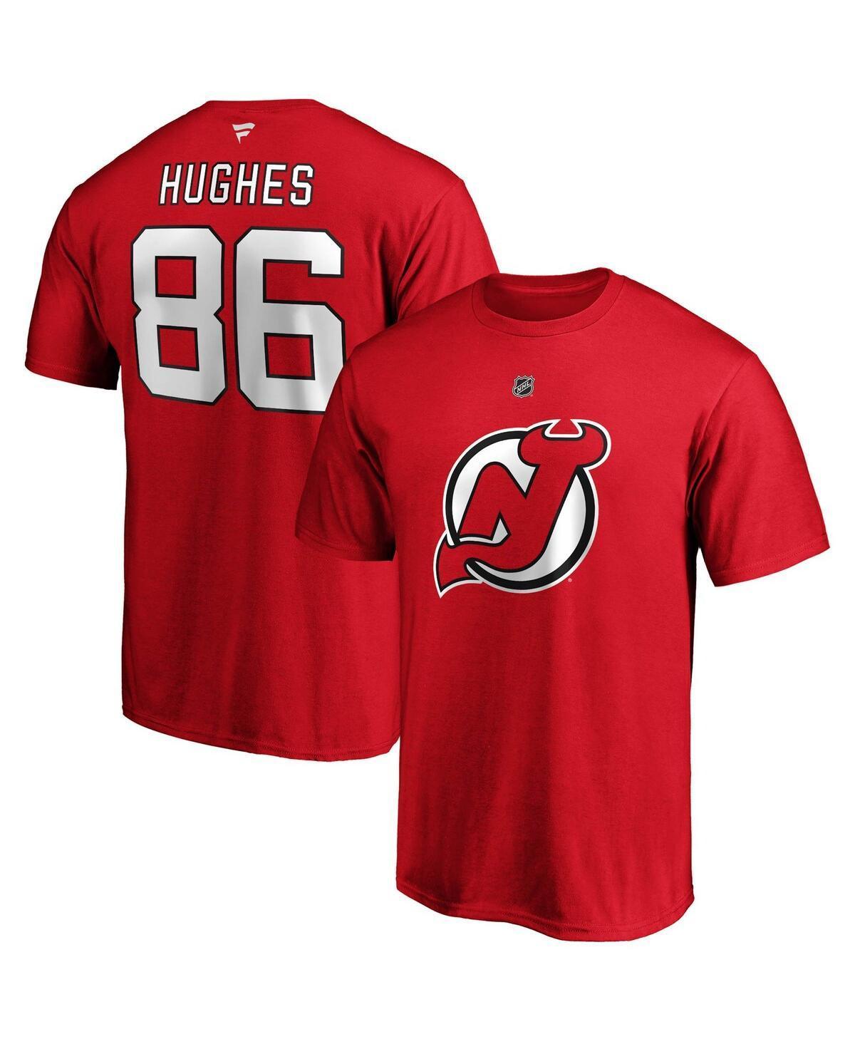 Mens Fanatics Branded Jack Hughes Red New Jersey Devils Big & Tall Name & Number T-Shirt Product Image