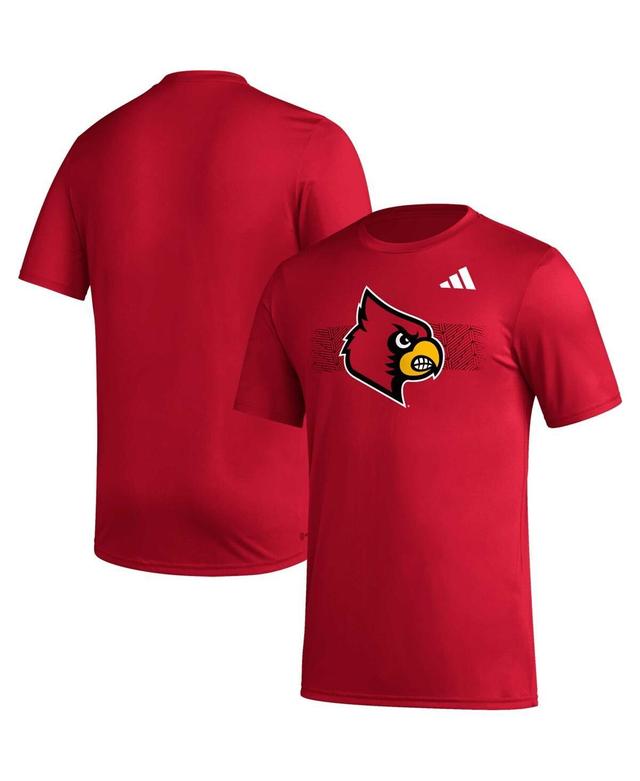 Mens adidas Red Louisville Cardinals Pregame Aeroready T-shirt Product Image