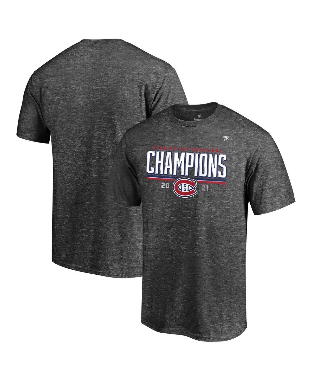 Mens Fanatics Heathered Charcoal Montreal Canadiens 2021 Stanley Cup Semifinal Champions Locker Room T-shirt Product Image