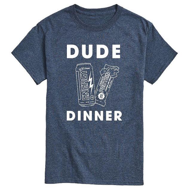 Mens Dude Dinner Energy Drink Protein Bar Graphic Tee Grey Blue Product Image