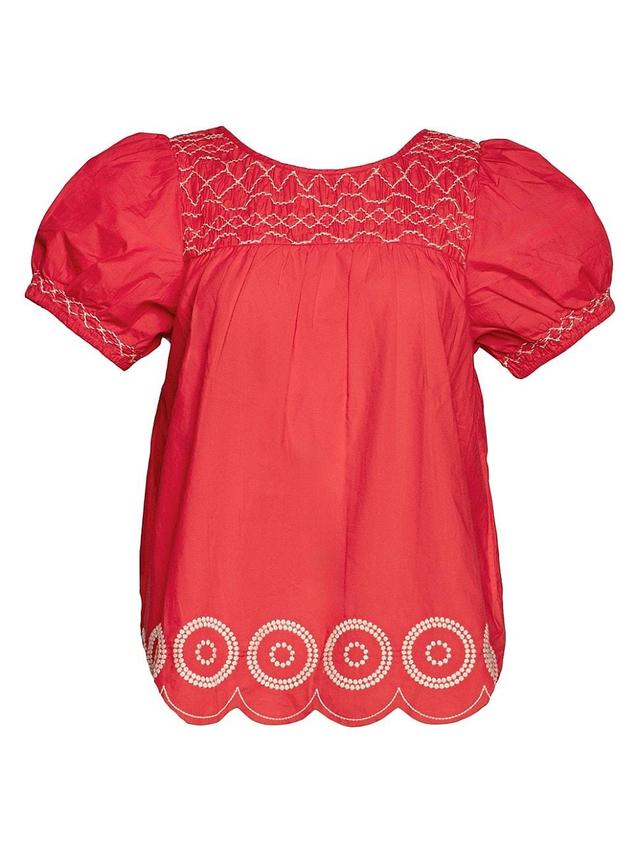 Womens Whit Embroidered Cotton Top Product Image