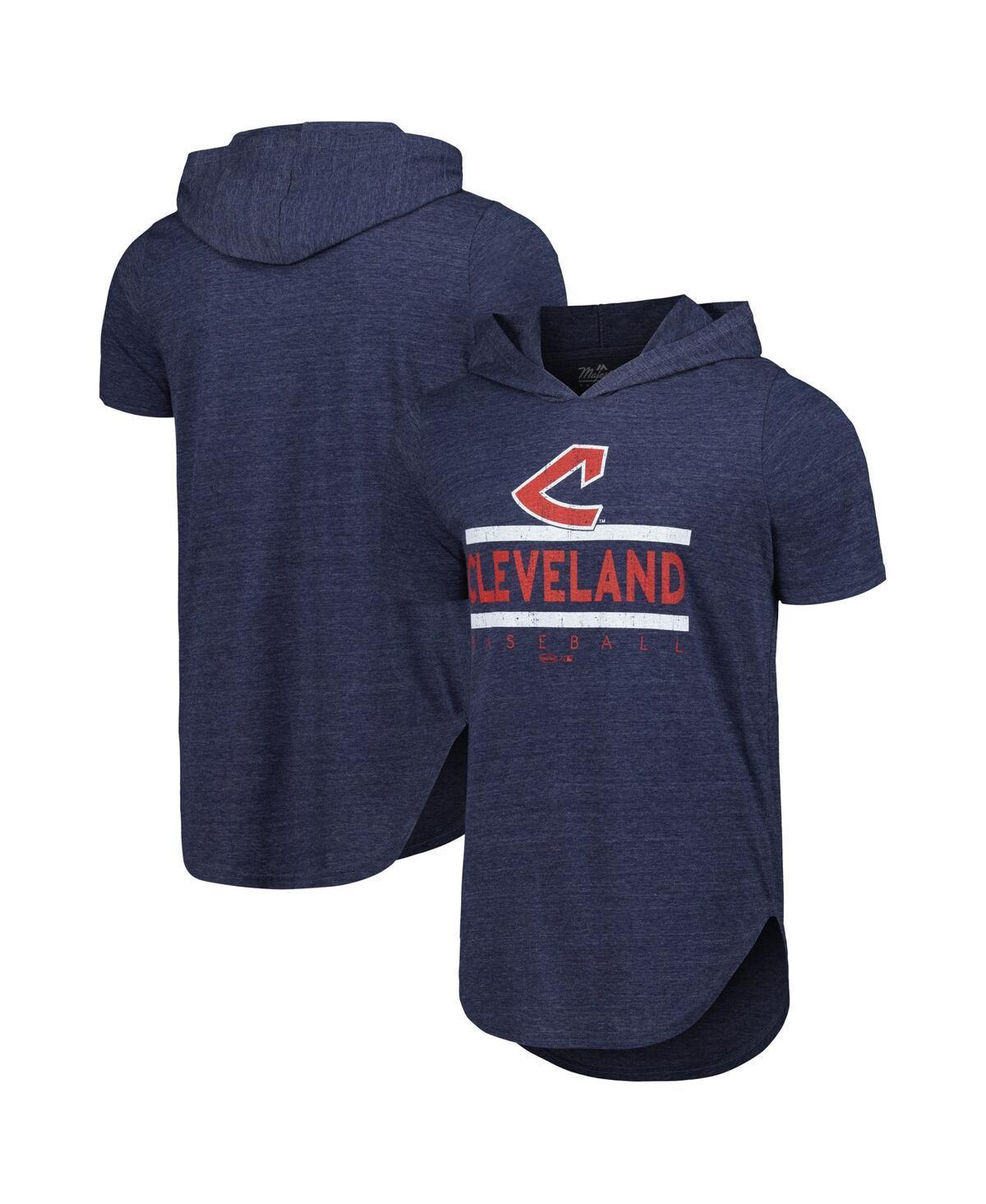 Mens Majestic Threads Navy Cleveland Guardians Tri-Blend Hoodie T-Shirt Grd Blue Product Image