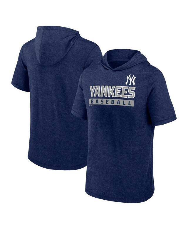 Fanatics Mens Heather Navy Milwaukee Brewers Push Short Sleeve Pullover Hoodie Product Image