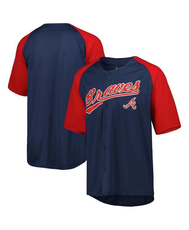 Mens Stitches Atlanta Braves Button-Down Raglan Fashion Jersey Blue Product Image