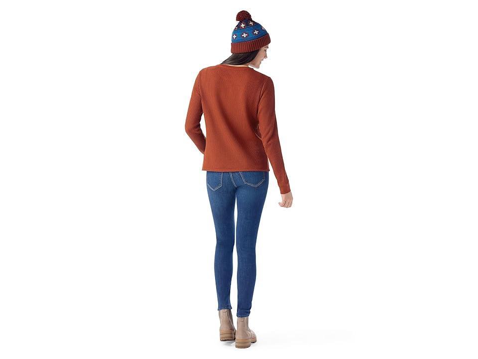 Smartwool Waffle Long Sleeve Henley (Pecan ) Women's Clothing Product Image