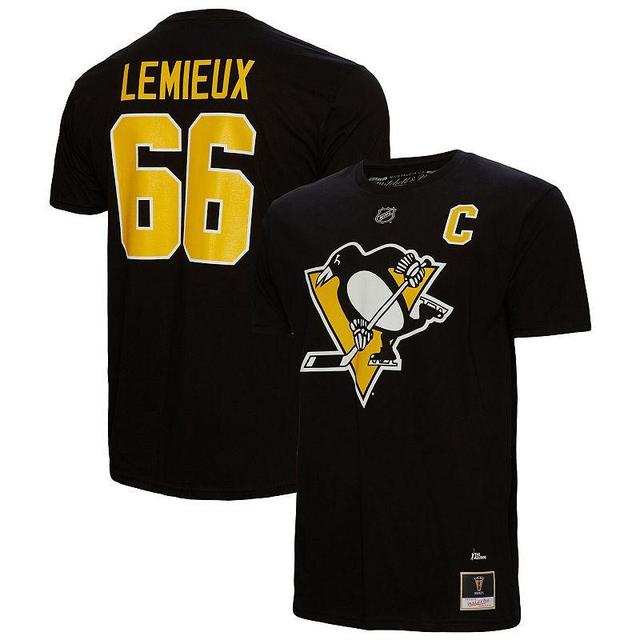 Mens Mitchell & Ness Mario Lemieux Black Pittsburgh Penguins Name and Number T-shirt Product Image