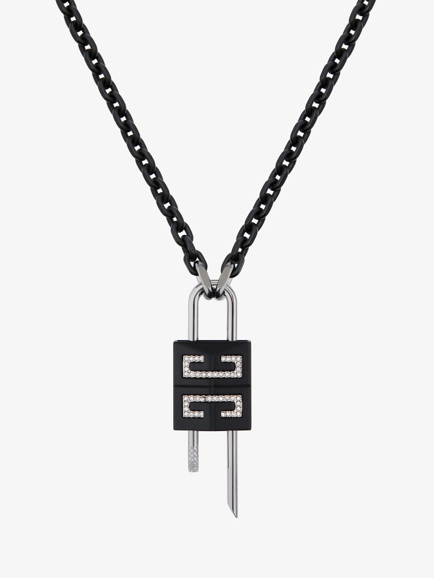 Small Lock necklace in metal with crystals Product Image