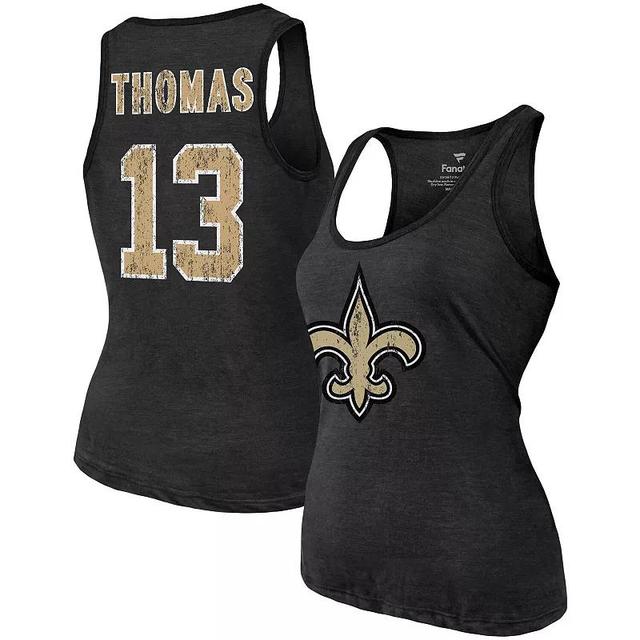 Womens Fanatics Branded Heathered New Orleans Saints Name & Number Tri-Blend Tank Top Product Image