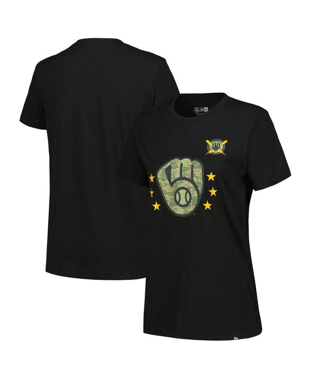 New Era Womens Black Milwaukee Brewers Armed Forces Day T-Shirt Product Image