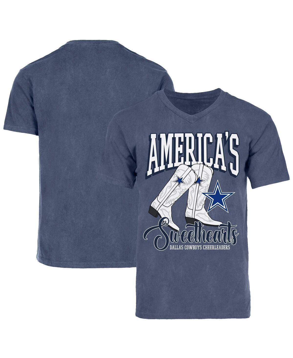 Dallas Cowboys Womens Navy Cheerleaders Boots V-Neck T-Shirt Product Image